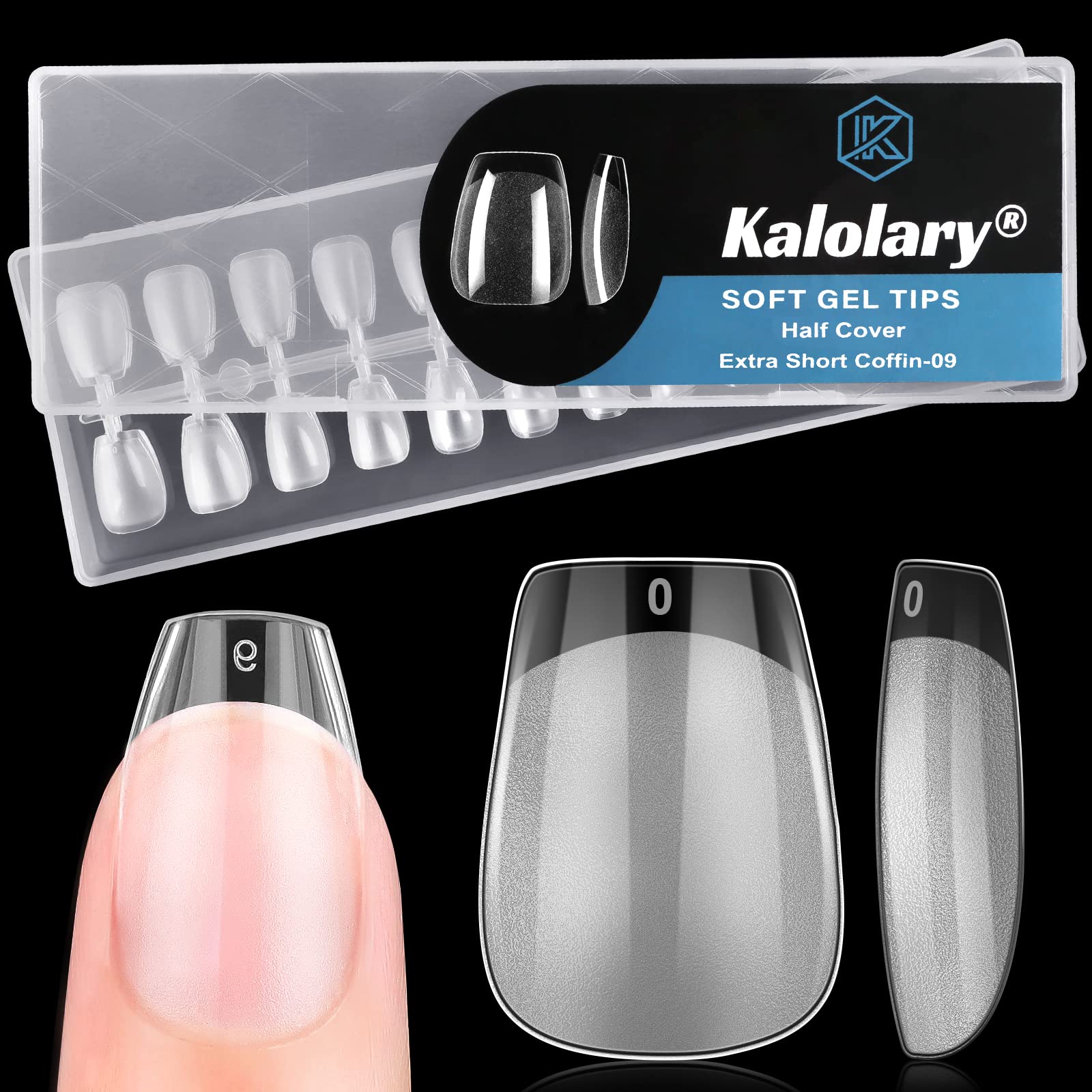 Kalolary Puntas de Uñas Postizas, 240 Piezas Mate Acrilicas Uñas Postizas de Gel Cobertura Completa Nail Tips para Salón y Uso Doméstic de Extensión de Uñas (XS Corto Ataúd)