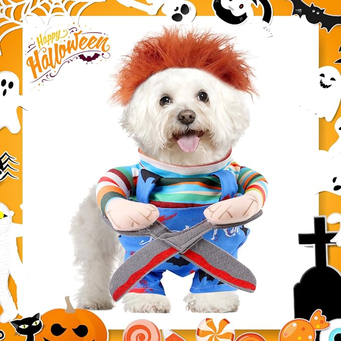 Disfraz de Halloween para perro estilo niña con tijeras tamaño grande miniatura 3