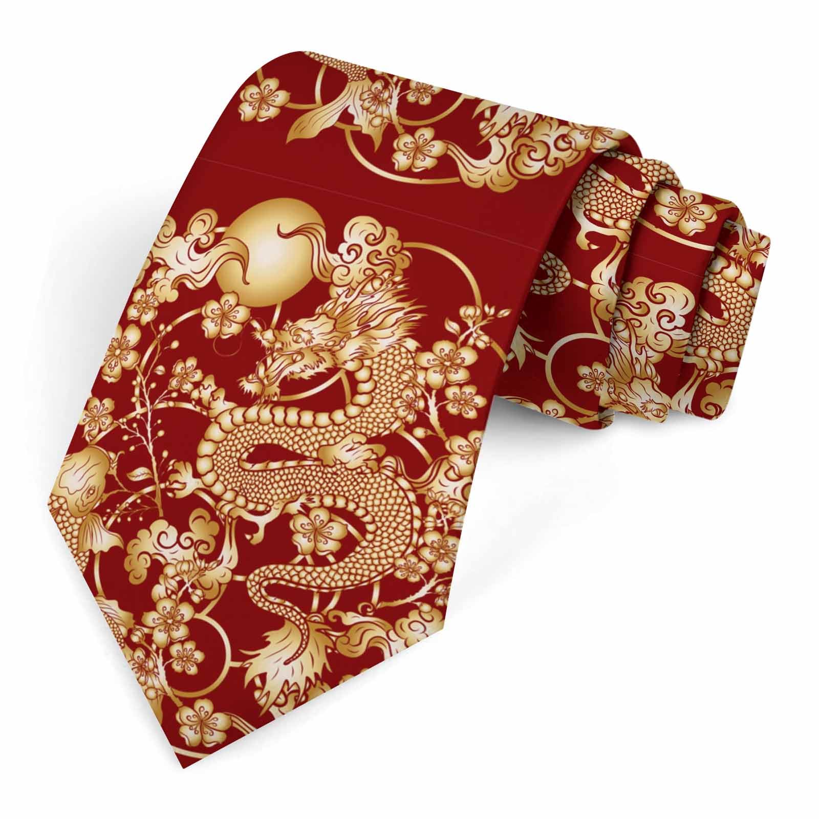 Muntayson Chinese Dragon Men's Ties Men Novelty Neckties Fashion Neck Tie for Women
