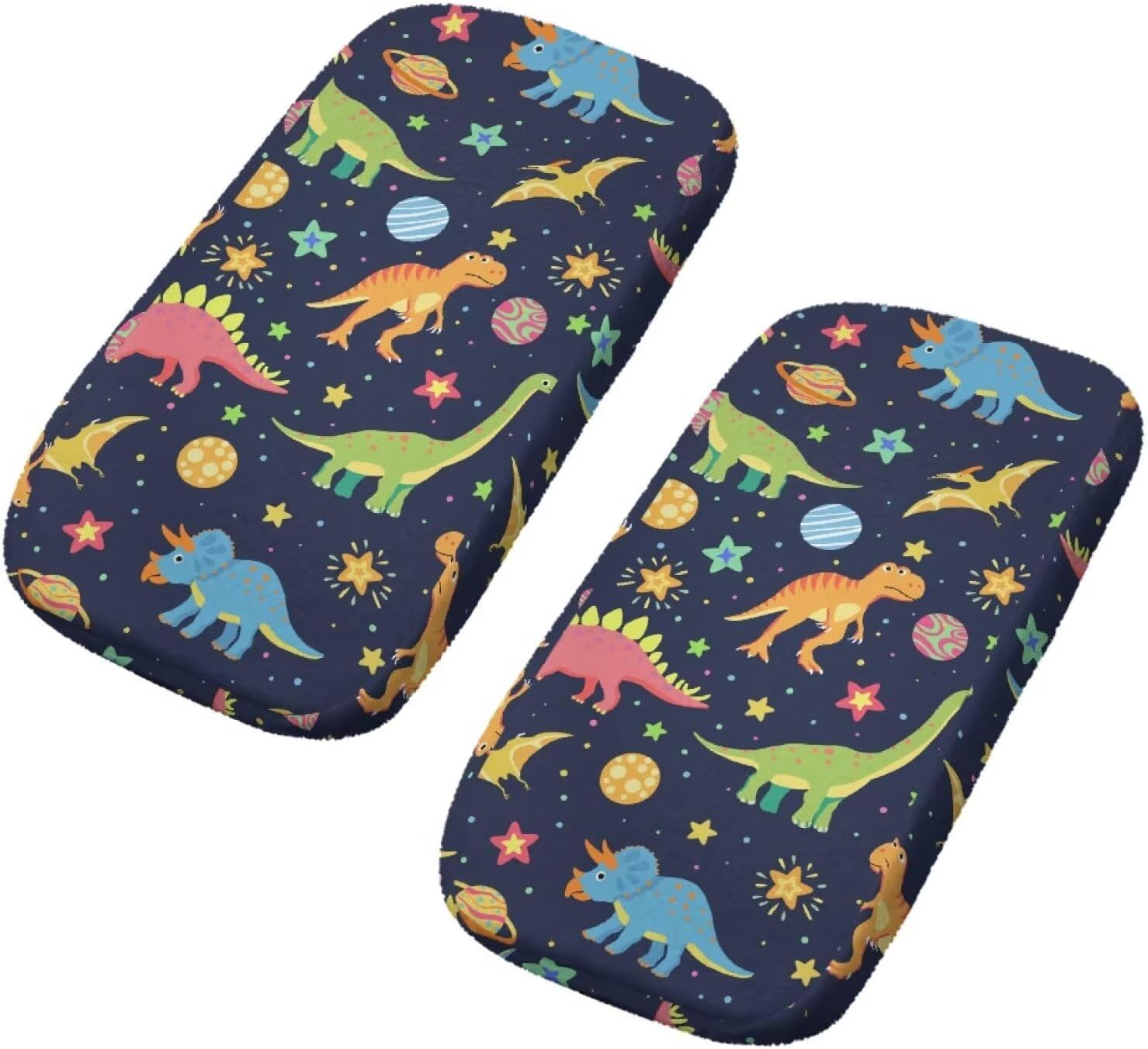 Space Dinosaur Armrest Pads (Set of 2) - Sci-Fi Dino Galaxy Print, Memory Foam Cushions for Gaming & Office Chair, Cool Gifts for Boys, Teens & Kids Room - Non-Slip & Washable