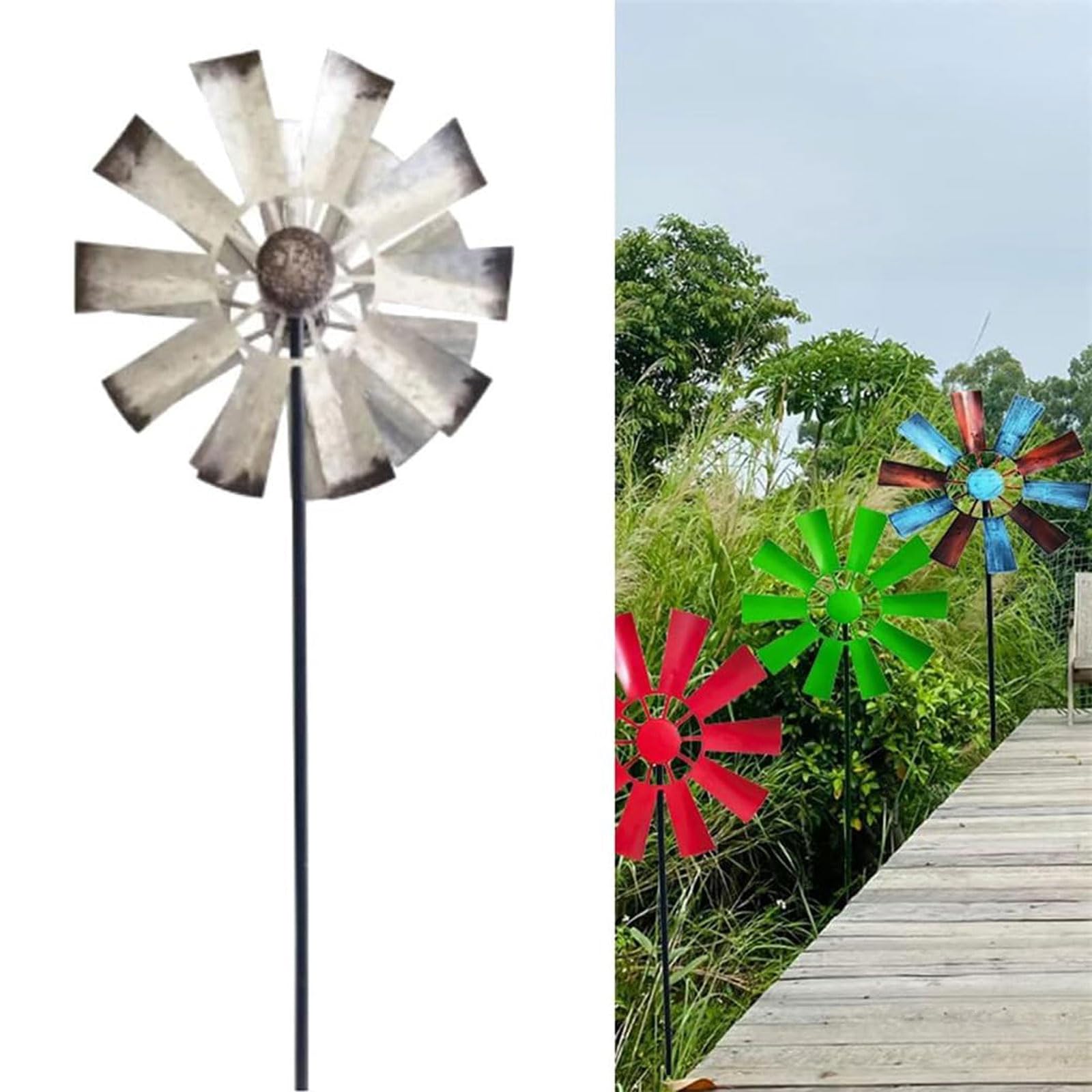 Girandole per mulini a vento in ferro da giardino, in metallo, per esterni, per la decorazione del patio