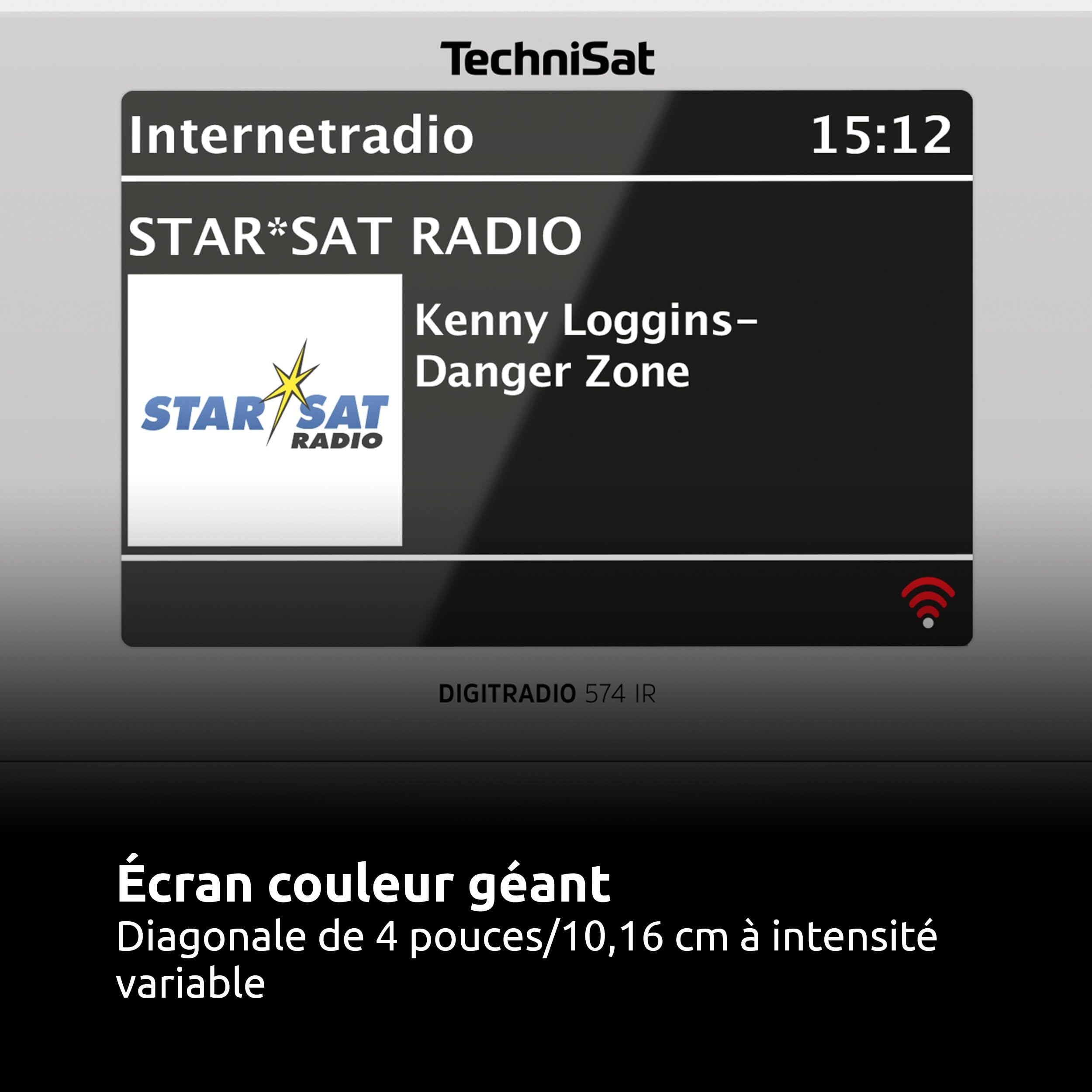 TechniSat DIGITRADIO 574 IR - Radio Internet stéréo (Dab+, FM, Wi-FI, Streaming Audio Bluetooth, écran Couleur 4 Pouces, USB, AUX in, Prise Casque, réveil, 10 W, Application/télécommande) Argent