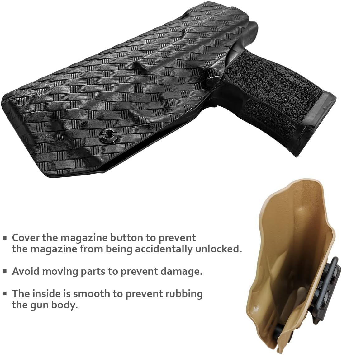 P365XL Holster IWB Kydex Holster Custom Fit: Sig Sauer P365XL Pistol - Inside Waistband Concealed Carry - Adj. Cant Retention - Cover Mag-Button - No Wear, No Jitter