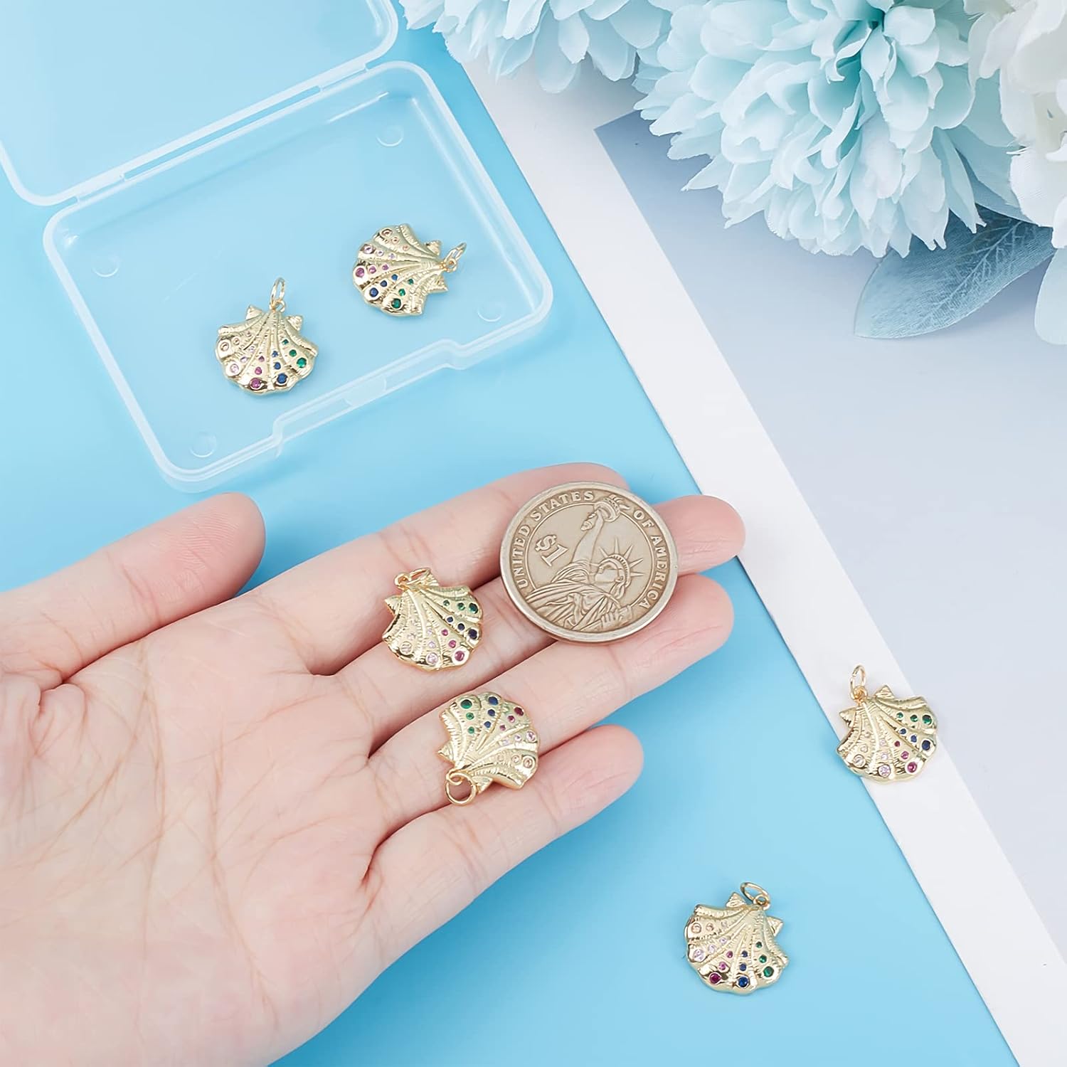 Beebeecraft Ocean Theme Charms Shells Seahorses Turtles Rudders Fishtails Tridents for DIY Necklace Bracelet Jewelry Making Crafts