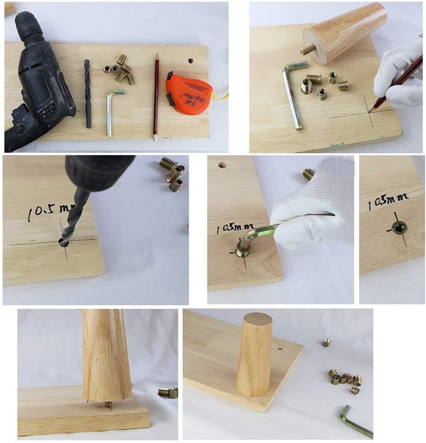 家具脚、ソファー足、 無垢材家具脚、オーク材テーブル脚、コーヒーテーブル脚(5.7inch/14.5cm)