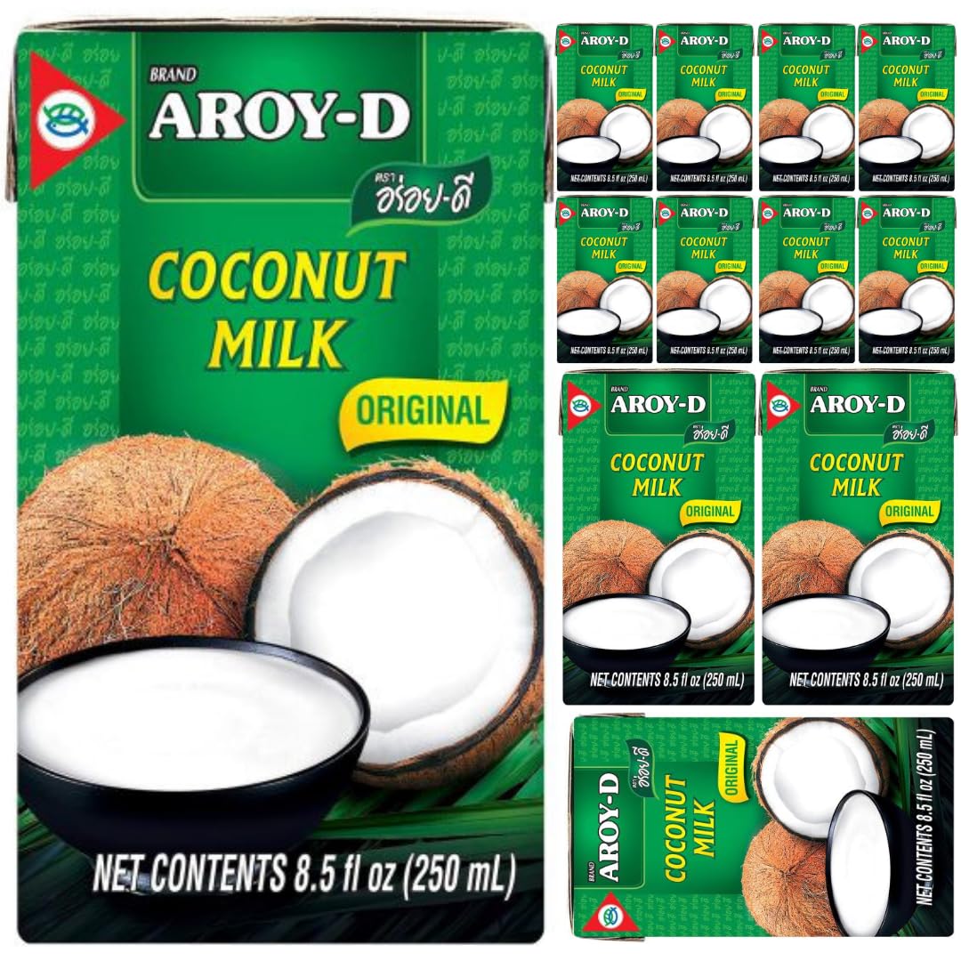 AROY-D Lait de noix de coco Lait de noix de coco 250 mililitres x 12 pièces avec épicerie pufai