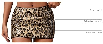 SweatyRocks Women's Leopard Mini Skirt Sequin Low Waisted Cheetah Skirts