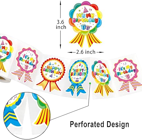 Miniatura 2 de Calcomanías de insignia de feliz cumpleaños para niños, calcomanías de cumpleaños con texto en inglés "It's My Birthday", para el hogar, aula,