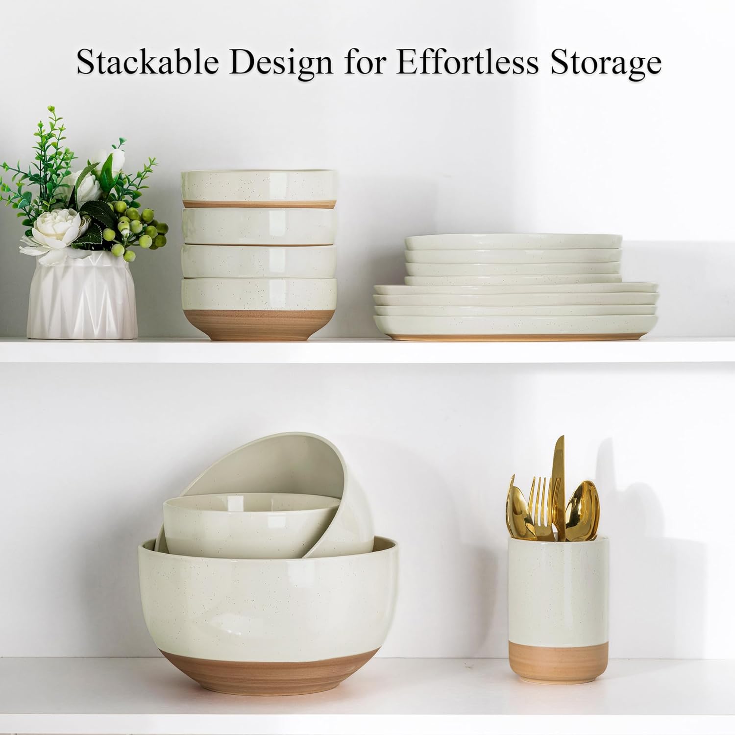 AmorArc Ceramic Mixing Bowls|Nesting Bowls Set of 3 for Kitchen|Stoneware Serving Bowls with Rustic Terracotta Underside for Mixing,Cooking,Baking,Salad| Microwave & Dishwasher Safe 4.6/2.8/1.3 Qt