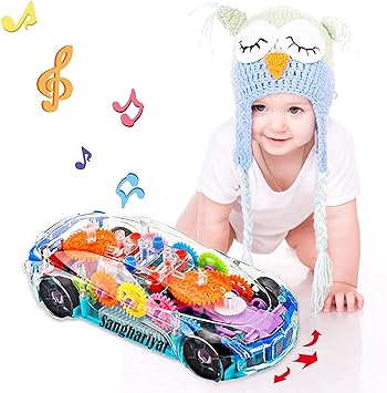 Sky Tech Transparent car 3D Concept Super Car Toy for Kids with 360 Degree Rotation, Gear Simulation Mechanical Car Technology w/d Sound & Light Toys for Kids Boys & Girls Toys & Games