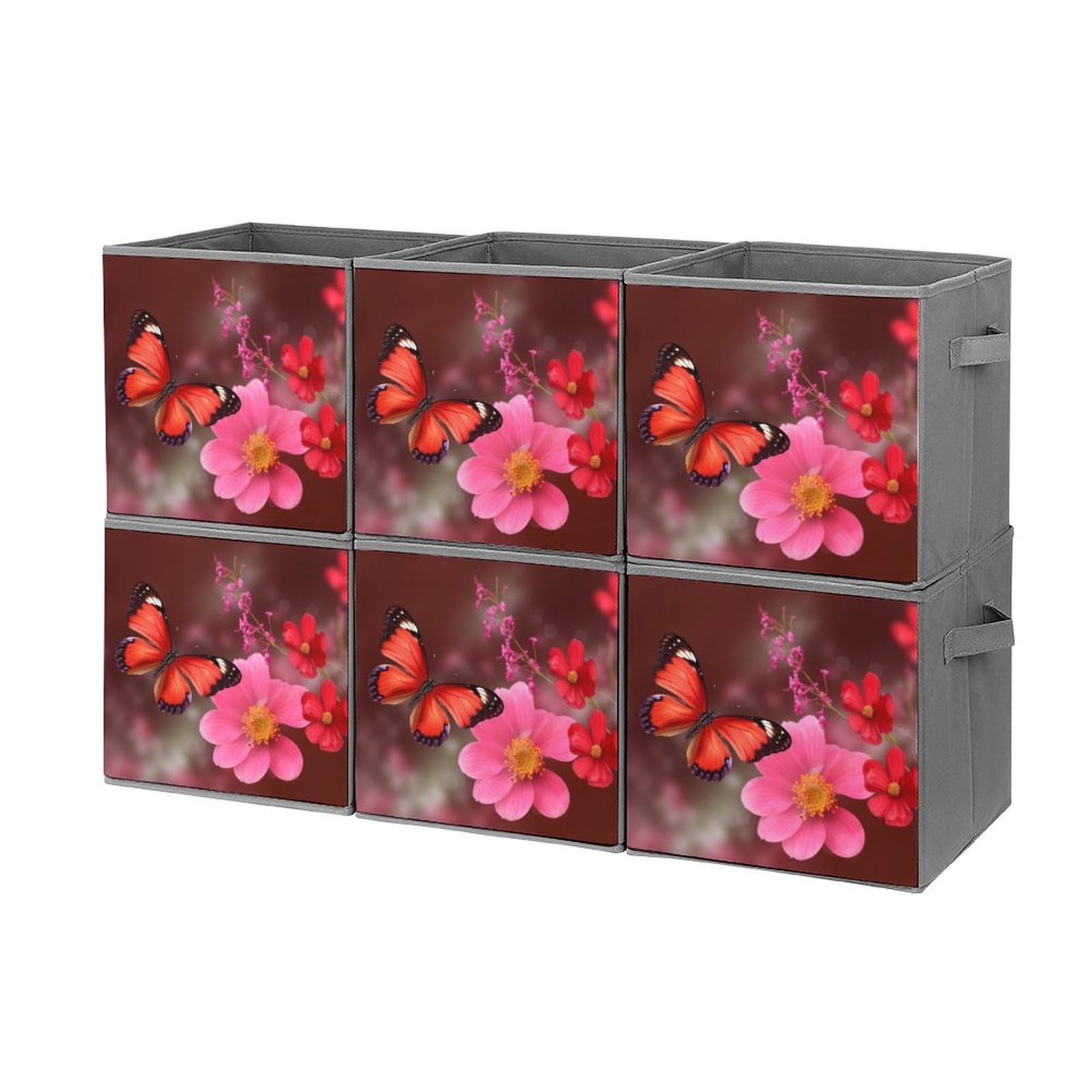 Lot de 6 boîtes de rangement pliables 27,6 cm avec poignées
