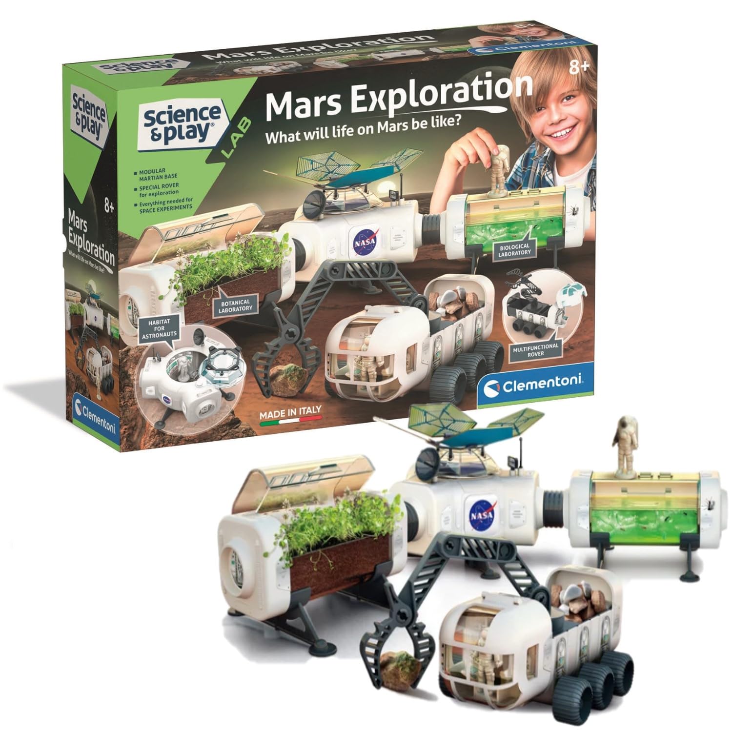 61545 Science & Play Lab-NASA Mars Exploration-Educational and Scientific, Science Kids 8 Years, STEM Toys, Experiment Kit, English Version-Made in Italy