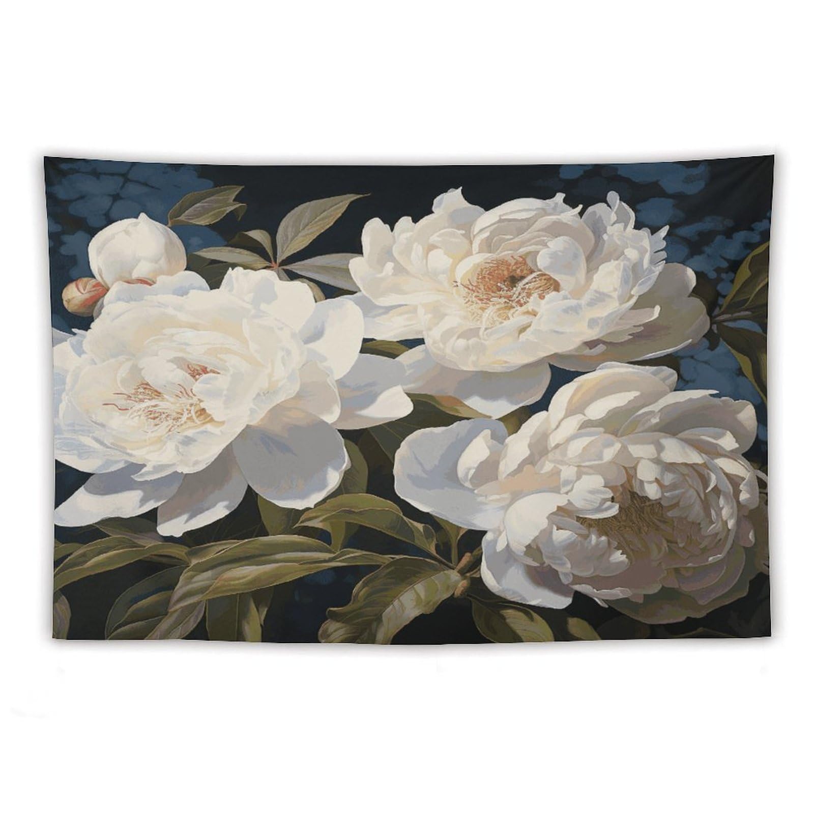 LDGSUPH White Peony Tapestry Wall Hanging Decor Anti-fading Aesthetic Wall Tapestries Fashion Wall Blanket Decor Modern Wall Art Tapestry for Bedroom Home Decor 60"x90"