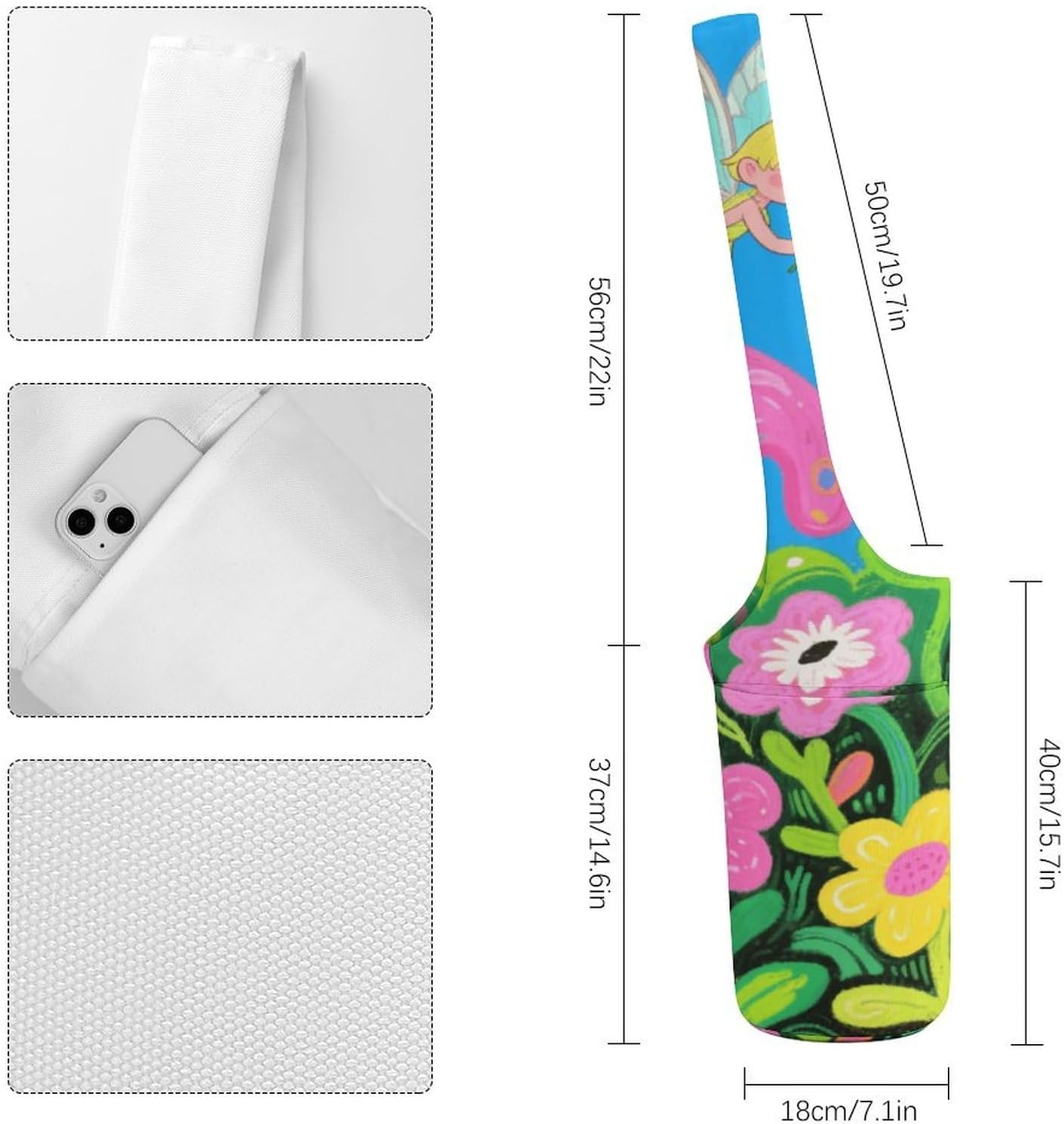 Printed Full-Zip Yoga Mat Bag with Pockets - Yoga Mat Carrier Sling Storage Applies to Yoga Mats for Women & Men