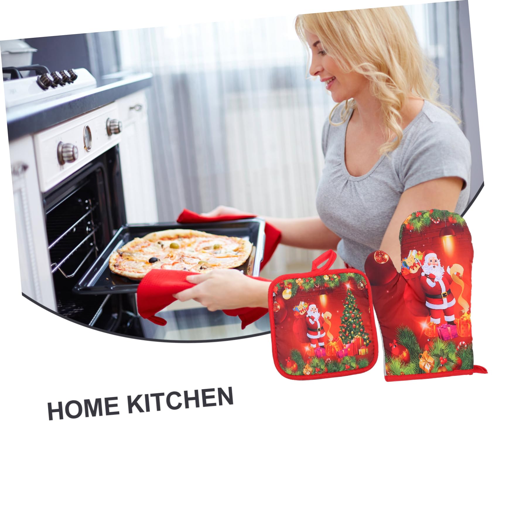 PRETYZOOM 12 Guantes Navideños para Horno Guantes para Barbacoa Cazuela Protector De Manos Guante Antiescaldaduras Guante De Cocina Guante De Cocina Creativo Guante Antideslizante