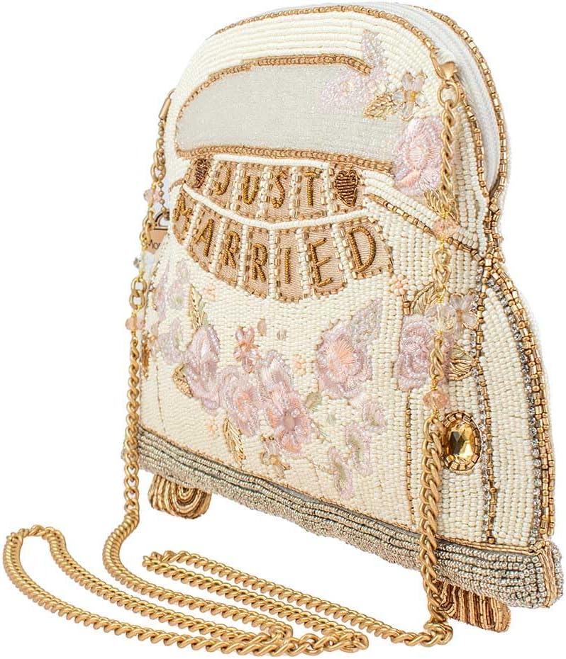 Mary Frances Just Married Beaded Crossbody Handbag Clutch Bridal Car Novelty Purse, Ivory - Image 5