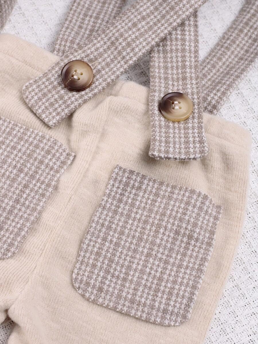 Newborn Photography Props, 2-PCs Baby Boy Photoshoot Outfit with Suspender Pants and Beret for 0-6 Months Old Babies - Image 3