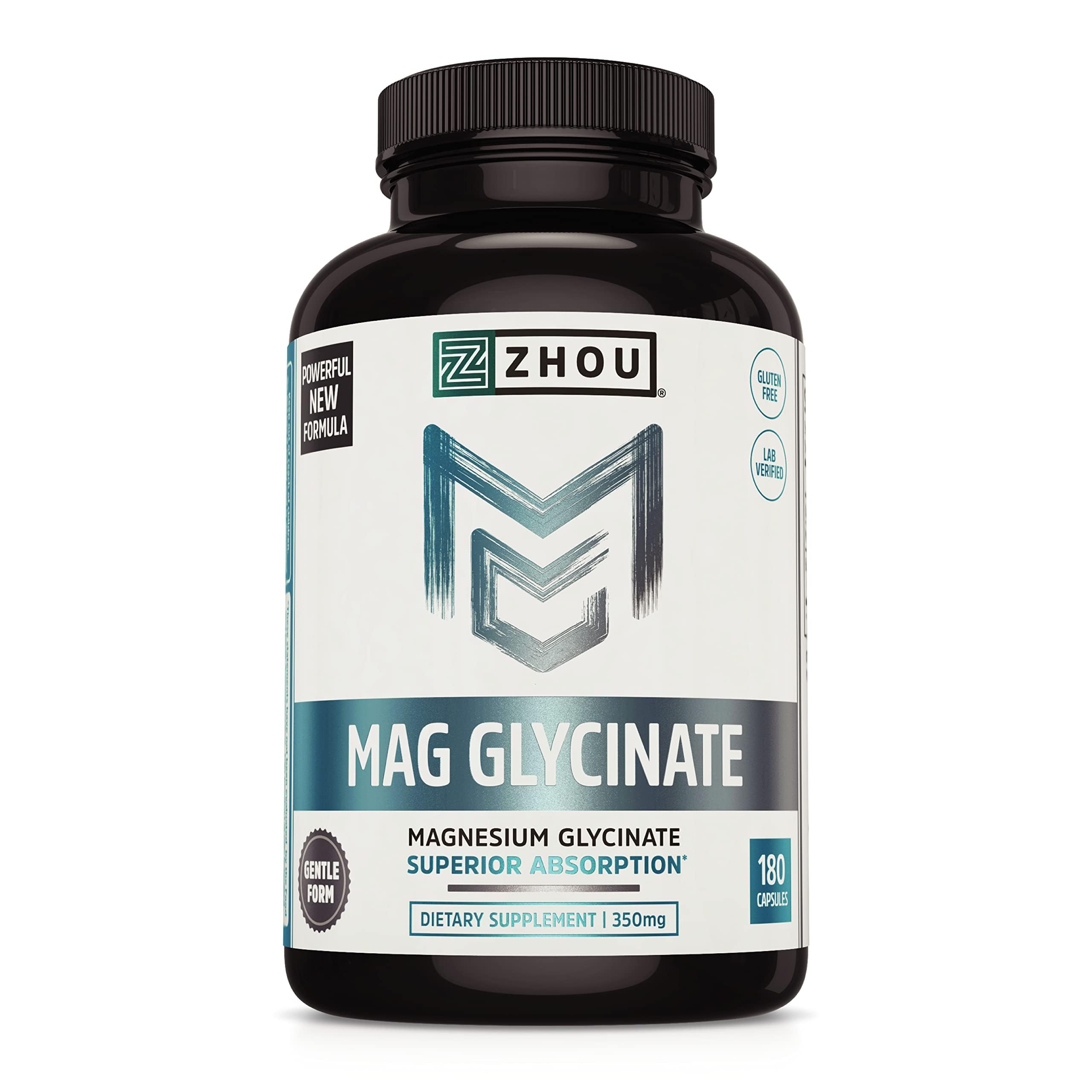 Magnesium Glycinate Complex 350 mg, Time-Release Absorption, Muscle Relaxation & Recovery, Healthy Sleep, Bone Strength, Heart Health, Vegan, Non-GMO, Bioavailable, 45 Servings, 180 Capsules
