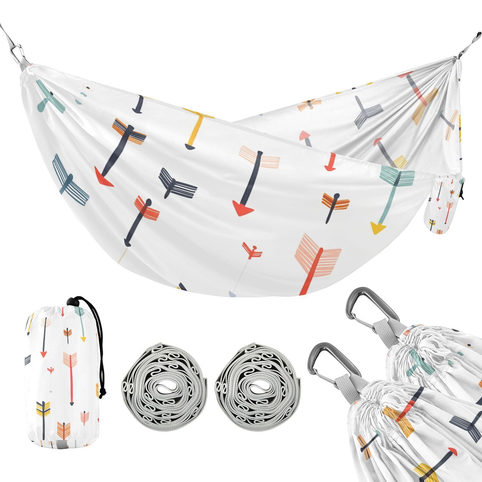 ATTX Colorful Arrows Camping Hammock - Lightweight & Portable Hammocks, Heavy Duty 330lbs Capacity for Indoor, Hiking, Backpacking, Travel, Backyard, Beach#552