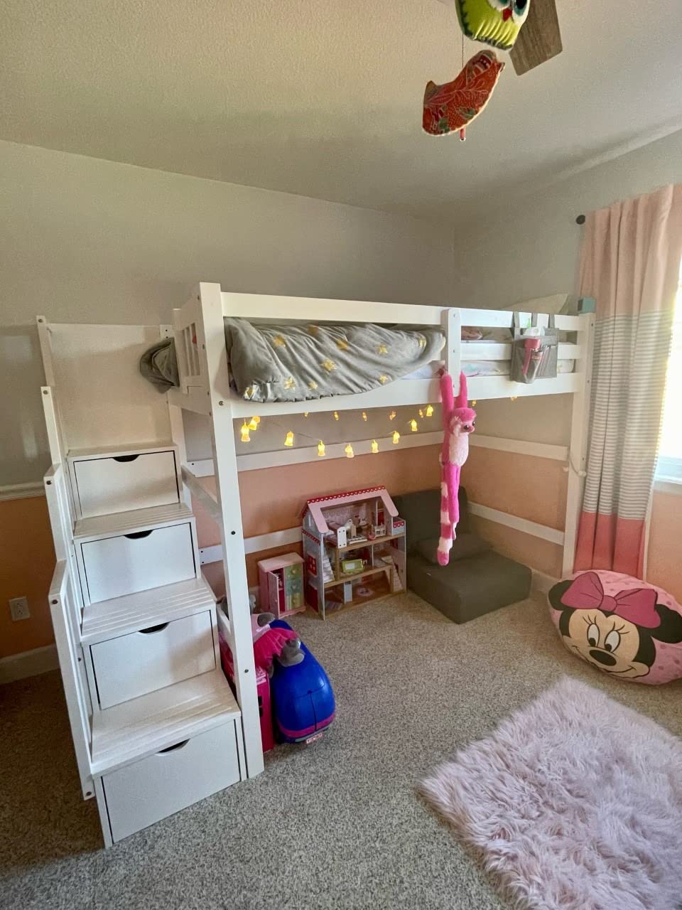 41/mo Finance SCANICA Staircase Twin Loft Bed with Storage White