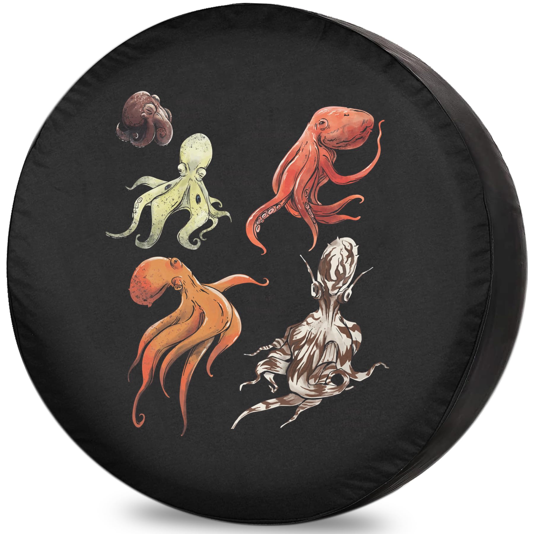 Tentacles Octopus Spare Tire Cover - Dust & Waterproof 16 Inch Wheel Protector For Trailers, RVs, SUVs & Trucks