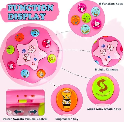 Miniatura 2 de M SANMERSEN Juguetes para bebés de 6 a 12 meses, proyector oceánico iluminado musical para 12-18 años, aprendizaje de gateo, tiempo boca abajo de 1,