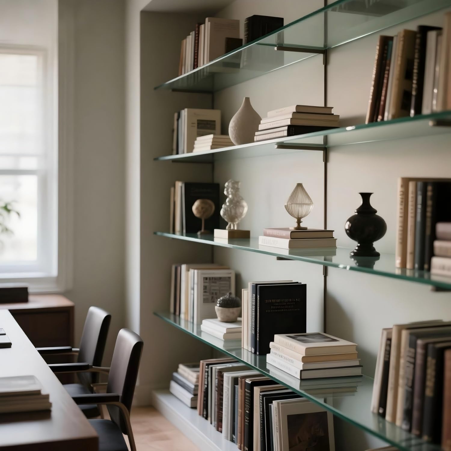 Floating Shelves - Pack of 5 Tempered Glass Shelves, 8" W x 48" L, 3/16" Thick, Polished Edges-– Rectangular Replacement Shelves for Cabinets, Display Cases & Retail Fixtures