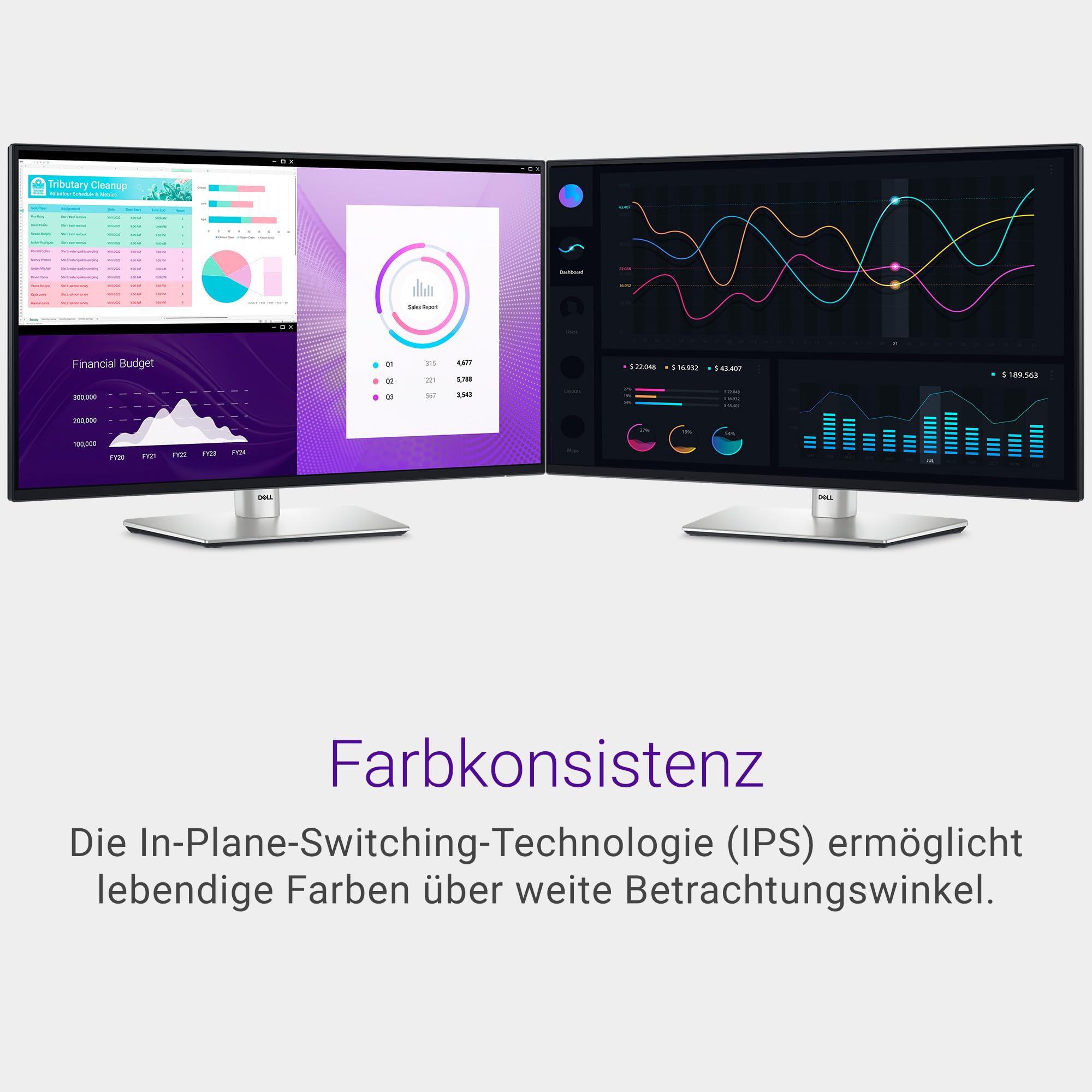 Dell P2425H 24 Zoll Full HD Monitor, 100Hz, IPS, 5ms, 99% sRGB, USB-C, DisplayPort, HDMI, VGA, Schwarz