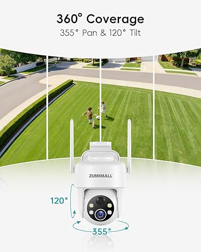 Miniatura 4 de ZUMIMALL Cámaras de seguridad solar 2K inalámbricas para exteriores  Cámaras de 360 para seguridad en el hogar  WiFi 2.4G, detección de AI, visión