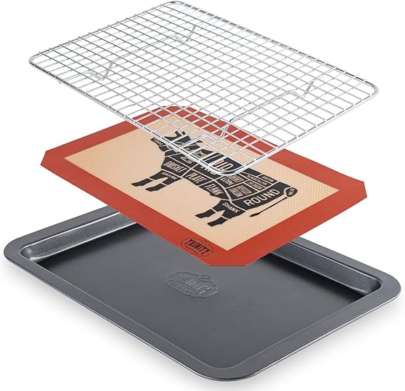 Trinity Provisions Meat Resting Pan With Wire Rack and Silicone