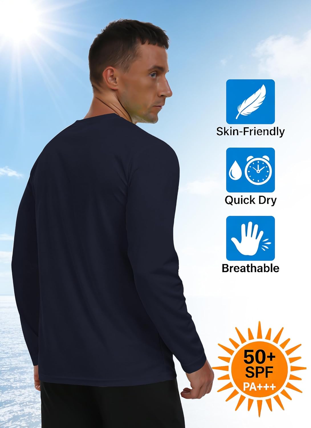 Mens Long Sleeve Shirts Moisture Wicking UPF 50+ Quick Dry Athletic T-Shirts for Fishing Hiking Rash Guard - Image 4