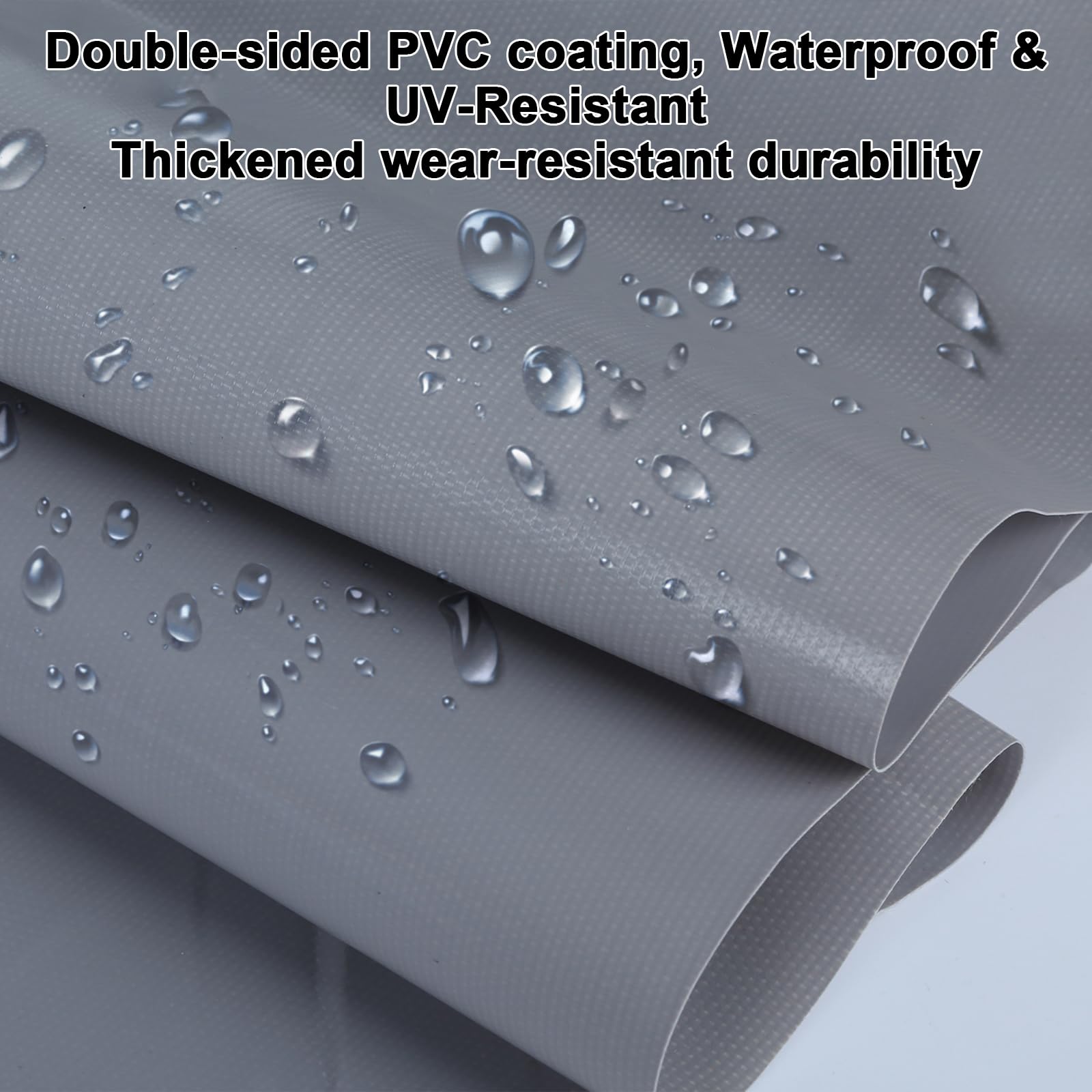 Transparente Plane, 650g/m² PVC Plane, Outdoor Vorhang mit Reißverschluss, Wasserdiche Abdeckplanne Windschutz und Regenschutz für für Pavillon, Balkone, Terrassen (Grau, Höhe 2.1m x Breite 3m)