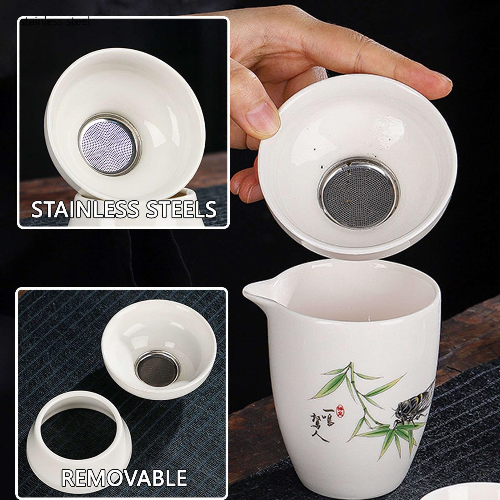 zestaw do herbaty, Zestaw do herbaty z porcelany kostnej, 10 sztuk filiżanek japońskiej 6 filiżankami, które można prać na zestawy upominkowe Spotkanie biurowe przy herbacie -H