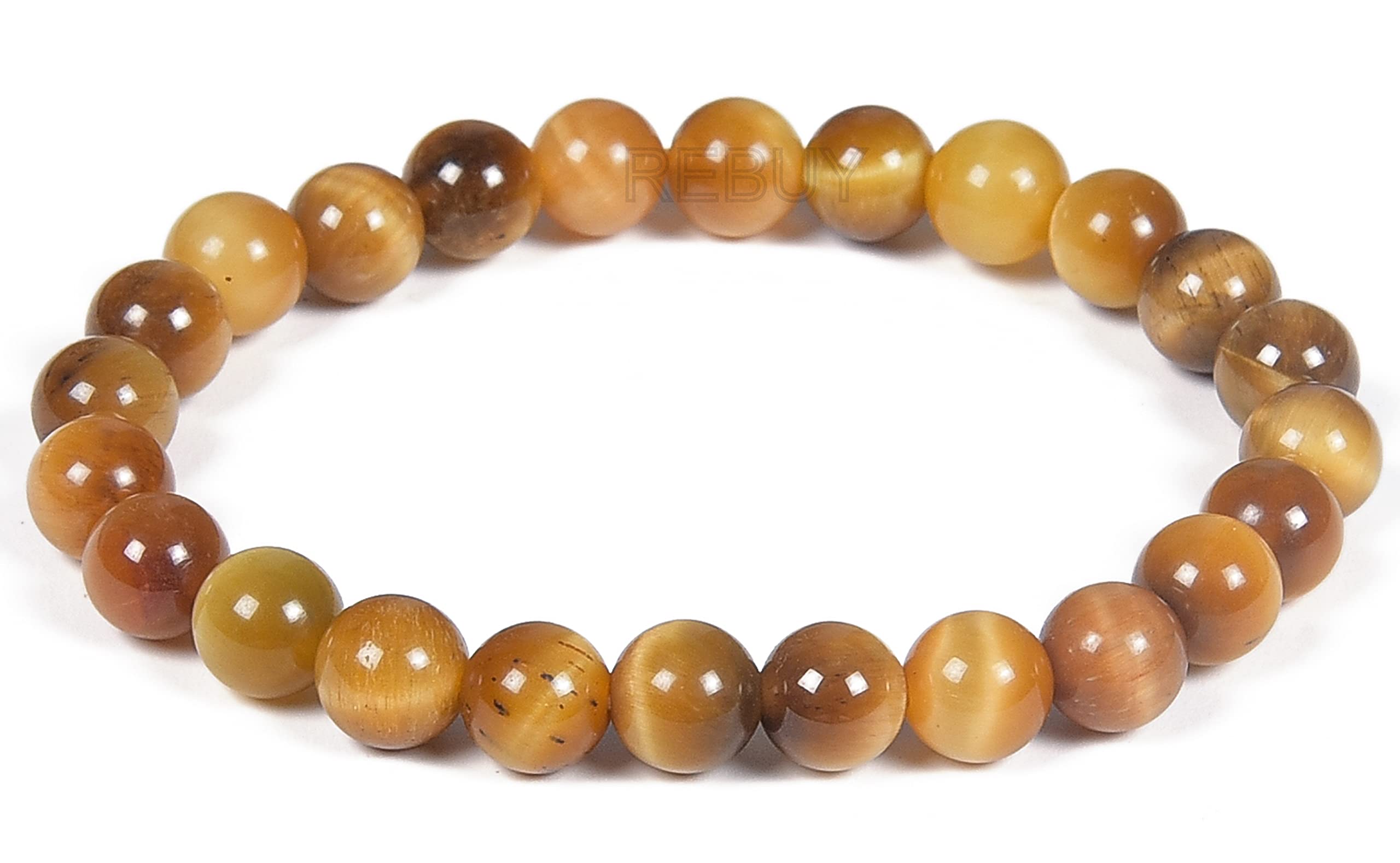 REBUY Cats Eye Bracelet Natural Healing Stone Bracelet for Men & Women, Bead Size 8 mm, Color Yellow (B0995G8TZ4) Amazon Price History, Amazon Price Tracker