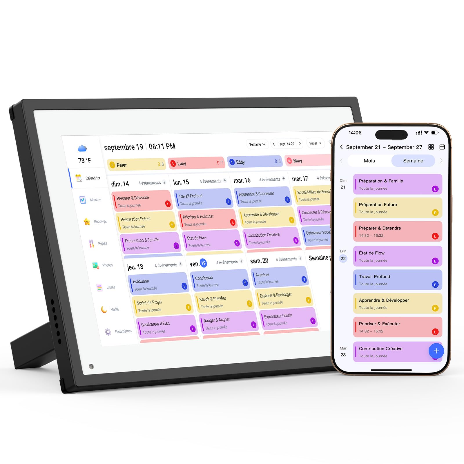 NEWYES 10,1" Calendario Digitale da Tavolo 2026, Agenda Familiare con Touchscreen Interattivo e Cornice Digitale Adatta per Camere da Letto, Cucine e Uffici, ADHD Planner