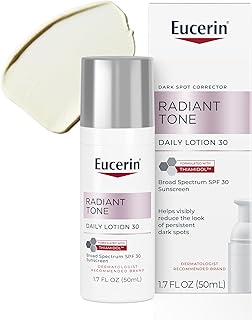 Eucerin Radiant Tone Daily Face Lotion with SPF 30, Dark Spot Corrector with Thiamidol, Face Moisturizer Helps Visibly Reduce the Look of Persistent Dark Spots, All Skin Types, 1.7 Fl Oz Bottle