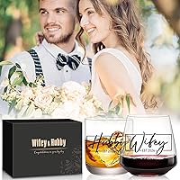 Vista 7 de Regalos de boda para parejas 2026, juego de copas de vino y whisky para esposo y esposa, regalos de despedida de soltera para novia y novio, regalos