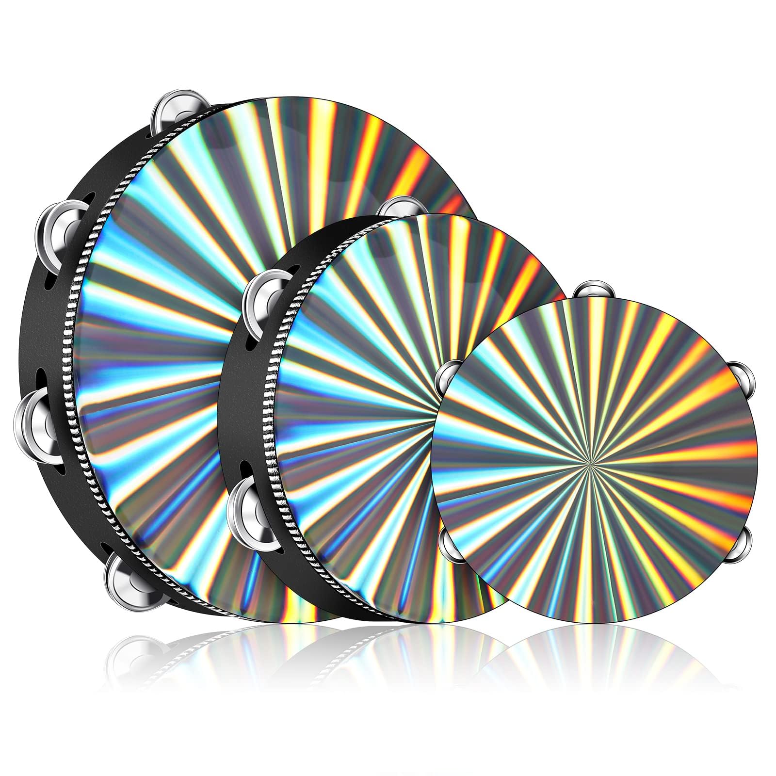 1Pcs 6/8/10inch Handheld Tambourine, Single Row Jingle Accompanying Orff Percussion Instrument, For Ktv, Parties Atmosphere Holiday Gifts (8 inch)