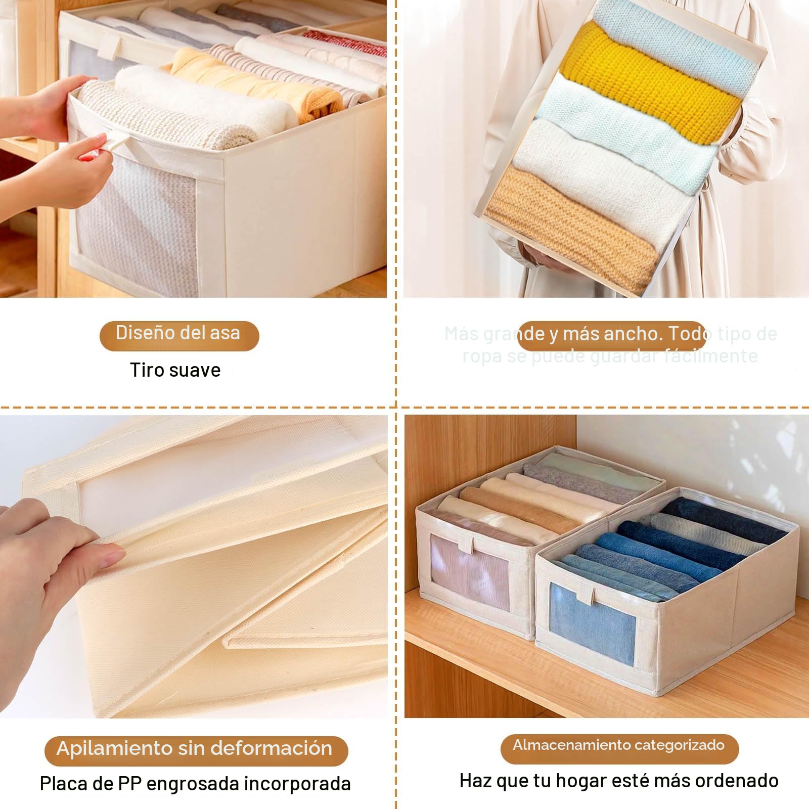 2 organizadores de armario, caja de almacenaje plegable con ventana transparente para ropa, libros, cosméticos, juguetes