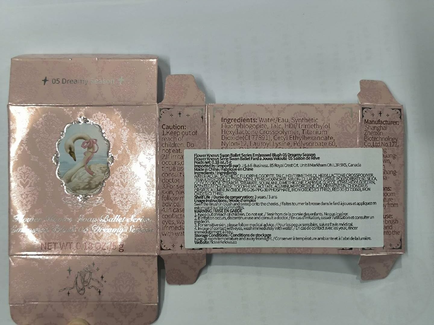 Flower Knows Swan Ballet Embossed Blush,Warm Peachy Pink Matte Powder Blush for Cheeks,Buildable & Blendable Face Makeup,Soft Long-Lasting Cute Make Up for Women & Girls,0.17 Oz(05 Dreamy Season) - Image 9