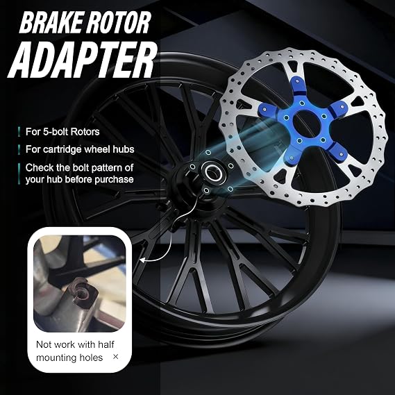 MoKitDora 14 Brake Single Front Disc Floating Rotor for Harley 2006-2017 Dyna Street Fat Bob Super Wide 2015up Softail Low Rider Breakout Deluxe Heritage Classic Black Zinc Plating, Red