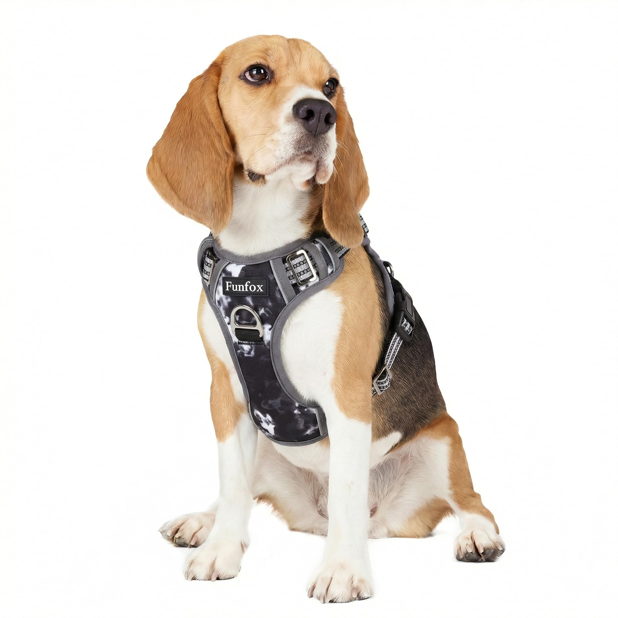 Funfox Dog Harness Medium, No Pull Harness with Front Clip & Vertical Handle, Adjustable Anti Pull Padded Pet Vest, Reflective Night Walking Size for Small Medium Large Breed, Misty Gray M โ image 1