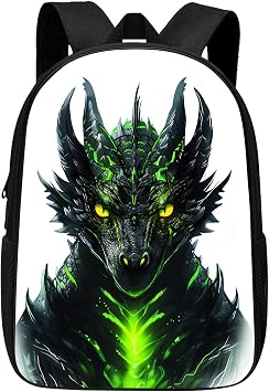 Kids Dragon Backpack Cool Dragon with Green Lava School Backpack for Boys Girls Teens Adults, Water Resistant Bookbag for Elementary Middle High School Students 17 Inch