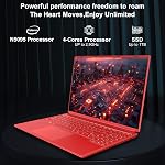 NOTODD Jeu ordinateur portable 16" Gagner 11 Ordinateur portable, 12GB LPDDR4 RAM 512GB SSD, Céléron N5095 Jusqu'à 2,9 GHz, 2K 1920×1200 Affichage, ventilateur de refroidissement, stockage extensible, PC pour les jeux, affaires, études-rouges
