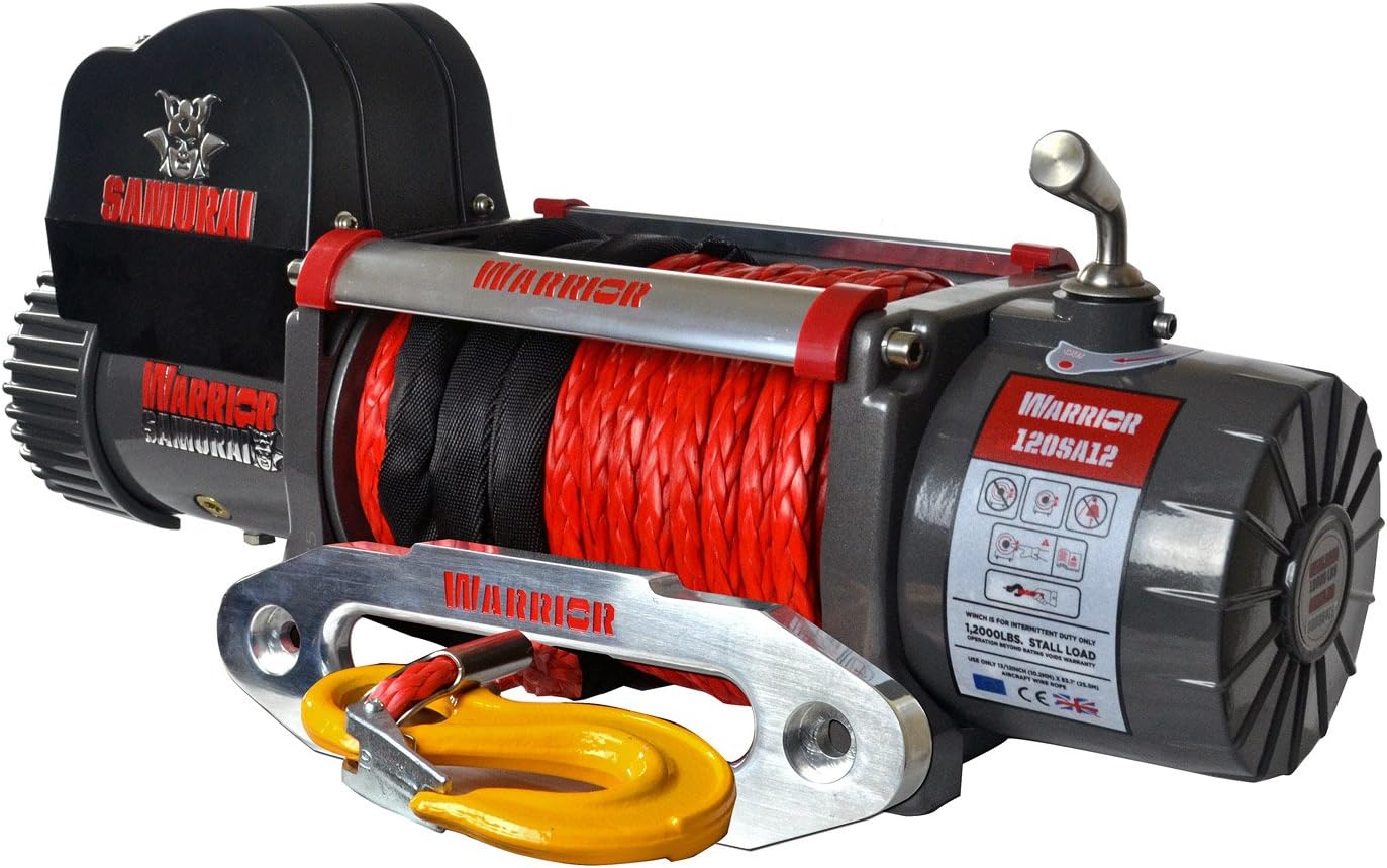 Electric Cable Winch, Warrior Samurai S12000 5.4 t 12 V Plastic Cord