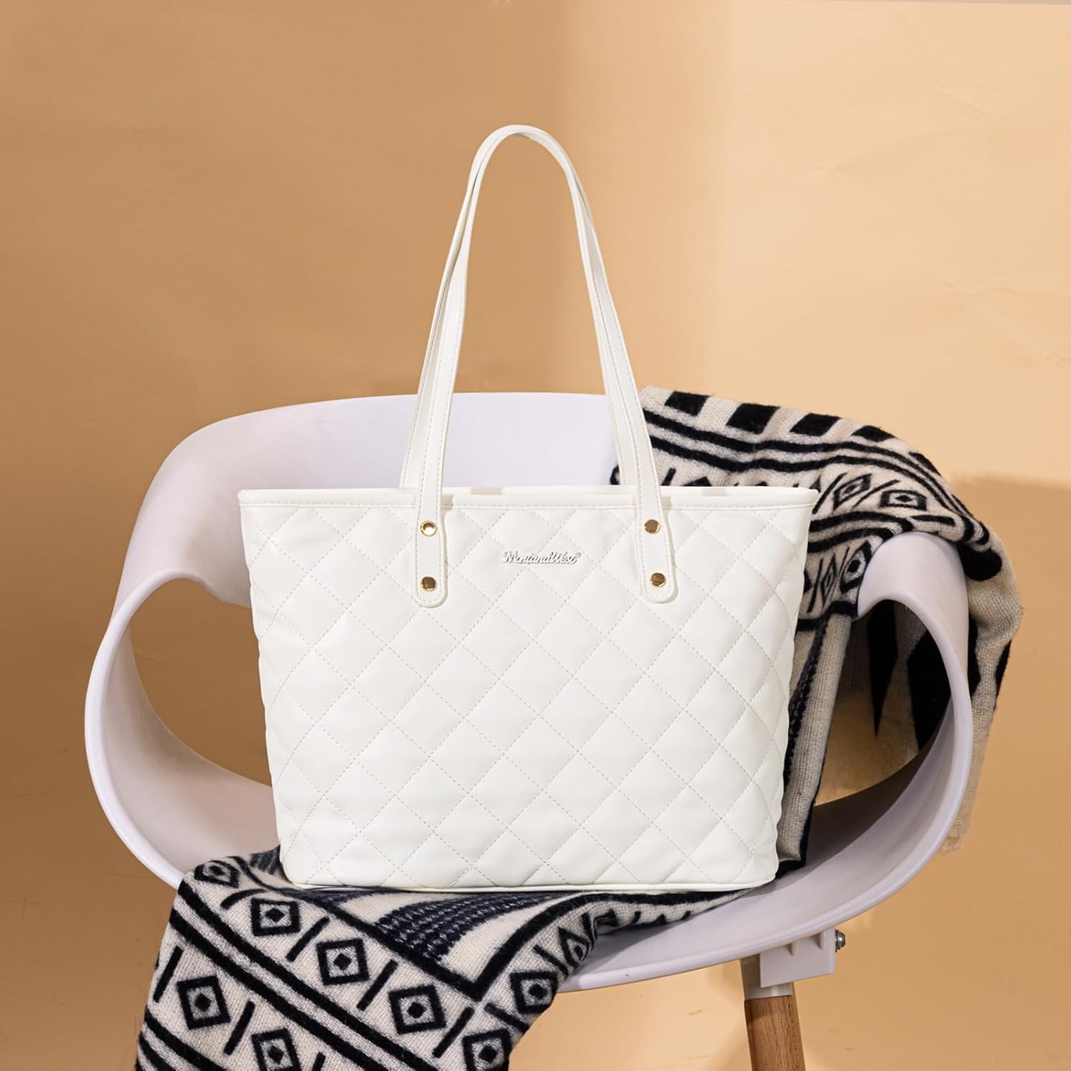 Montana West Quilted Tote Bag for Women Large Shoulder Bag Fashion Handbags with Top Zipper - Image 6