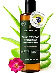 AHOALOE Água Micelar Demaquilante Aloe Micelar - Limpador Facial - Babosa, Rosa Mosqueta e Pracaxi - Ingredientes Naturais - Higieniza, Hidrata e Equilibra a Pele - Todos os Tipos de Pele 250ml