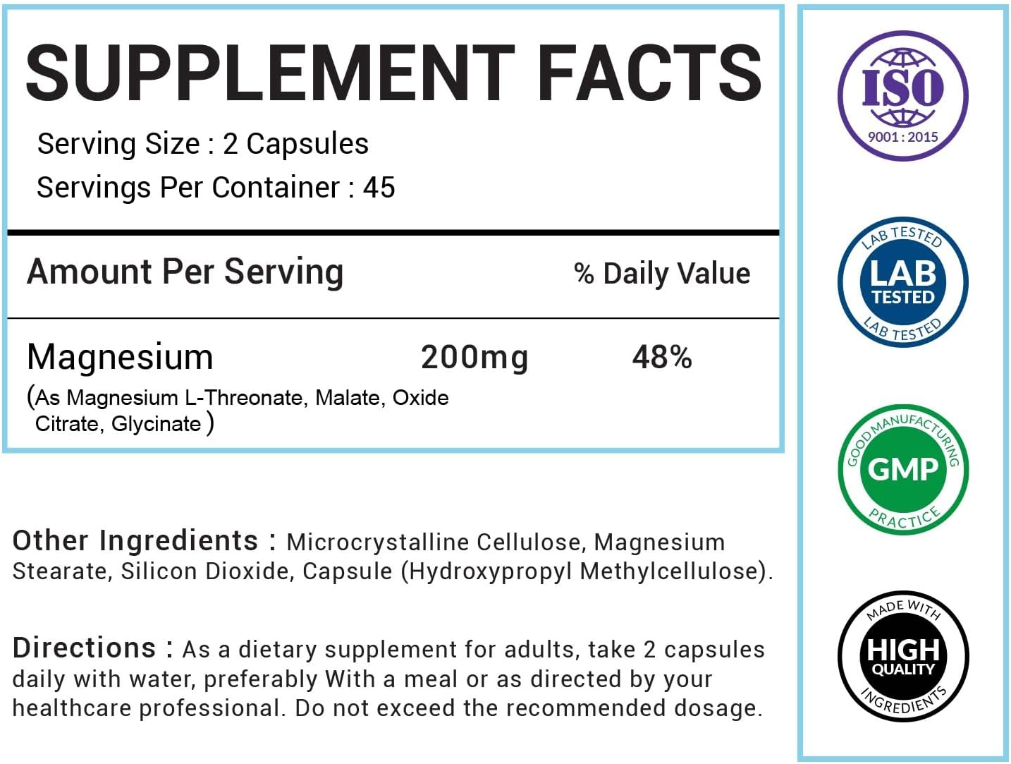 Magnesium Power+ for Women & Men 200mg Elemental — 5-in-1 Magnesium Complex, L-Threonate for Brain & Memory, Glycinate, Citrate & Malate for Sleep Support & Muscle Recovery — 90 Veggie Capsules