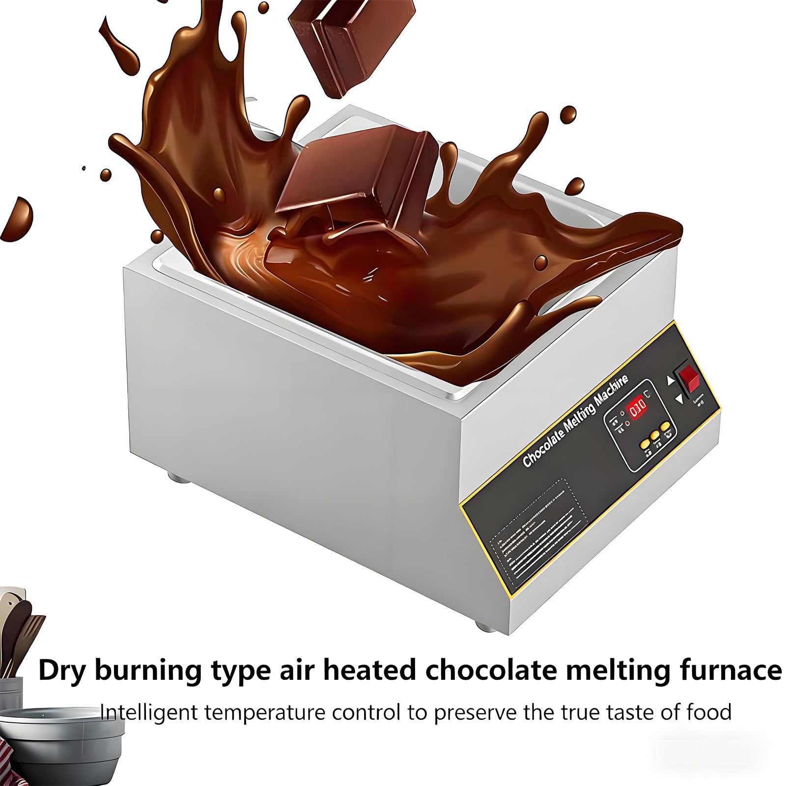 Machine à Fondre Le Chocolat Commerciale à Commande Numérique, 1/2/4 Réservoirs, Capacité 12 kg, Idéale pour Chauffage de Chocolat, Lait et Fromage 2cylinder