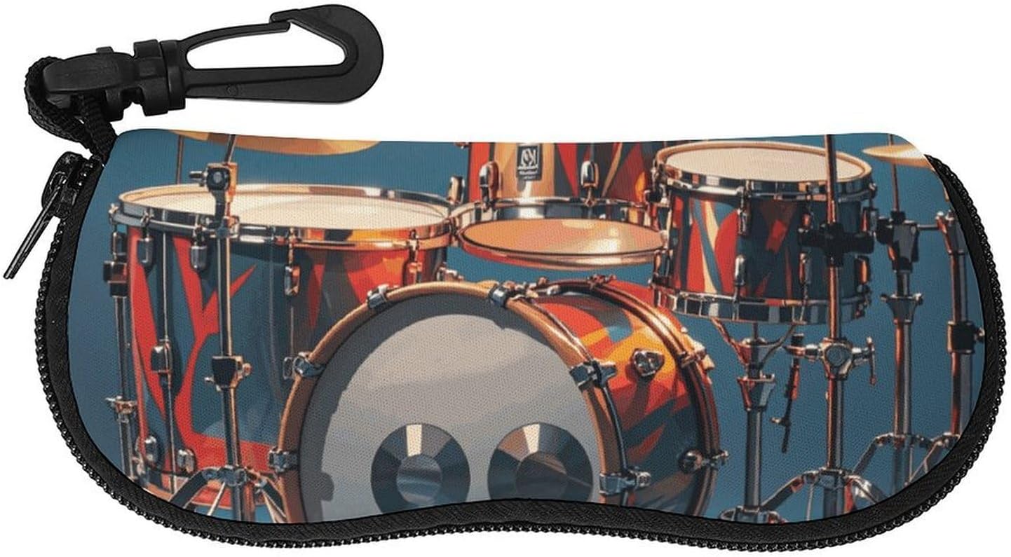 Cool Drum Set Glasses Case for Women, Sunglasses Storage Pouch